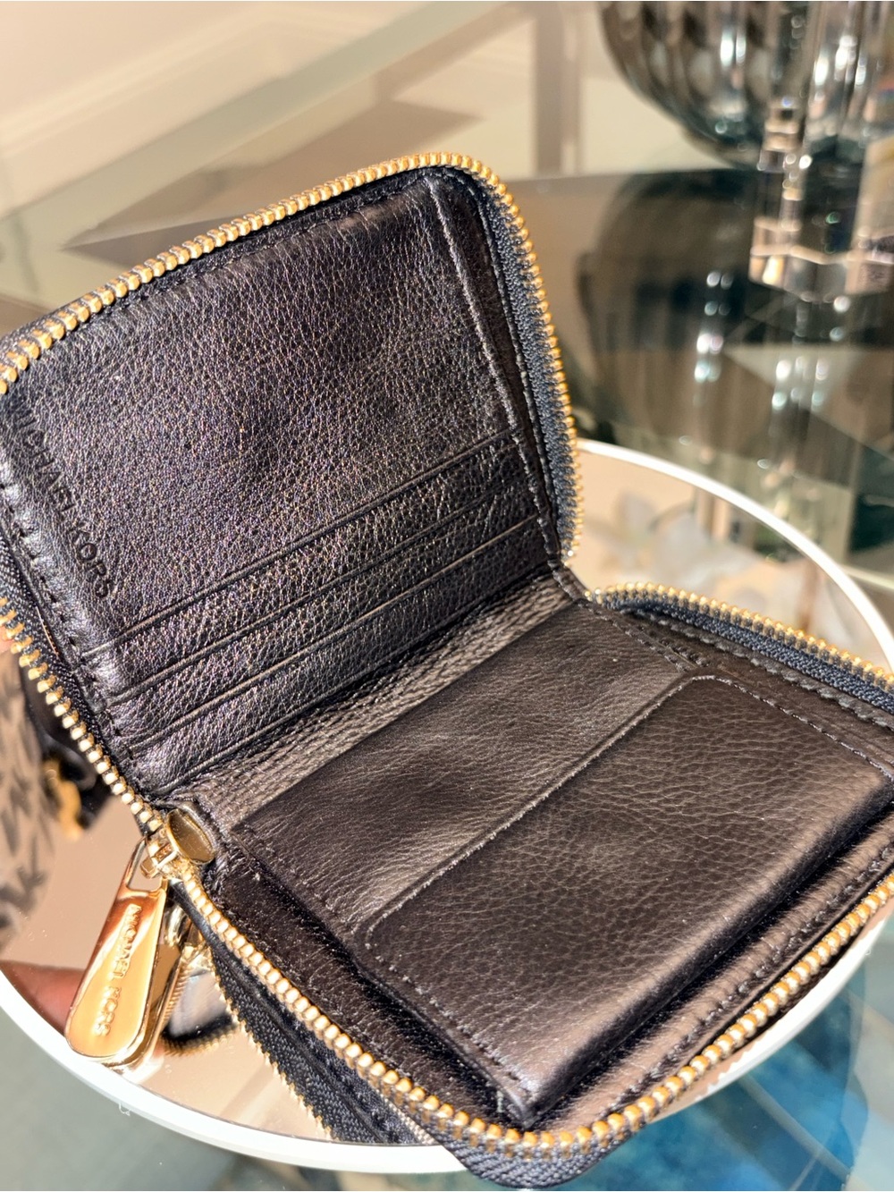 Michael Kors Black & Brown MK Logo Shoulder Bag & Matching Wallet - Picture 10 of 17